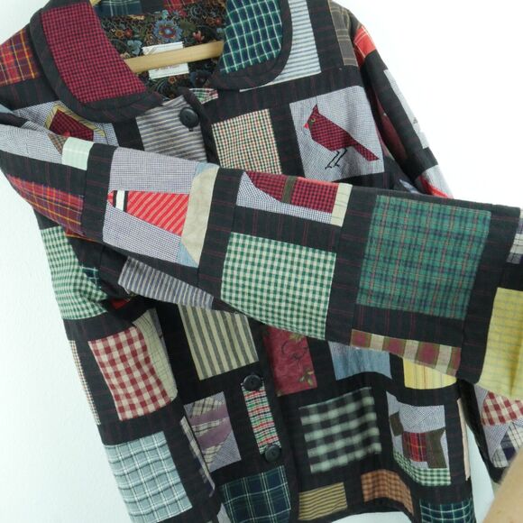 Handmade Large Patchwork Quilt Coat Jacket Cottagecore Grannycore Farmcore Boho - Picture 7 of 11